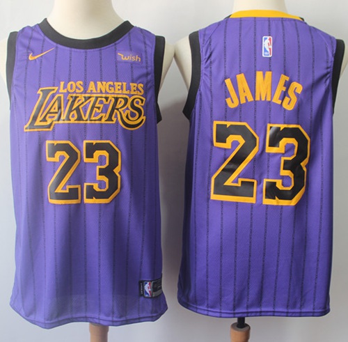 Nike Lakers #23 LeBron James Purple NBA Swingman City Edition 2018/19 Jersey - Click Image to Close