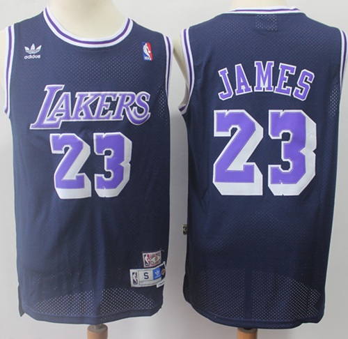 Lakers #23 LeBron James Navy/Purple Throwback Stitched NBA Jersey