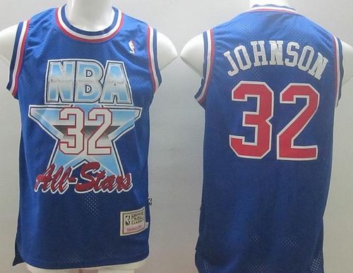 Mitchell And Ness Lakers #32 Magic Johnson Blue 1993 All-Star Stitched NBA Jersey