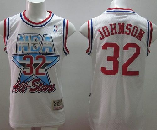 Mitchell And Ness Lakers #32 Magic Johnson White 1993 All-Star Stitched NBA Jersey