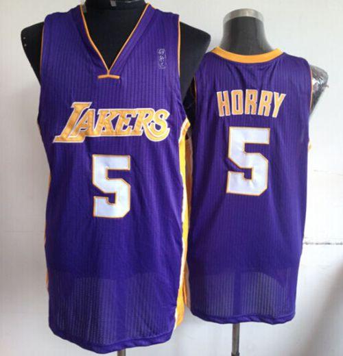 Lakers #5 Robert Horry Purple Throwback Stitched NBA Jersey