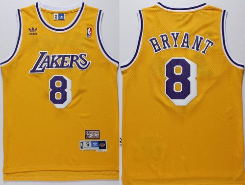 Lakers #8 Kobe Bryant Gold Throwback Stitched NBA Jersey