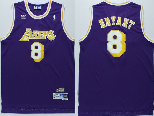 Lakers #8 Kobe Bryant Purple Throwback Stitched NBA Jersey - Click Image to Close