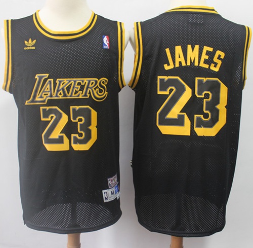 Lakers #23 LeBron James Black Throwback Stitched NBA Jersey