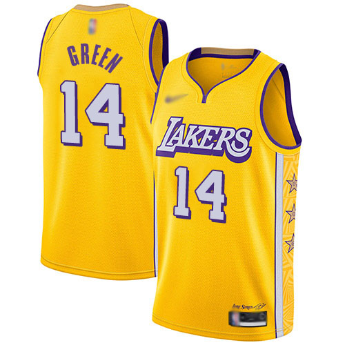 Lakers #14 Danny Green Gold Basketball Swingman City Edition 2019/20 Jersey - Click Image to Close