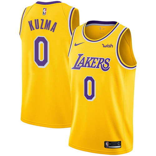 Nike Lakers #0 Kyle Kuzma Gold NBA Swingman Icon Edition Jersey - Click Image to Close