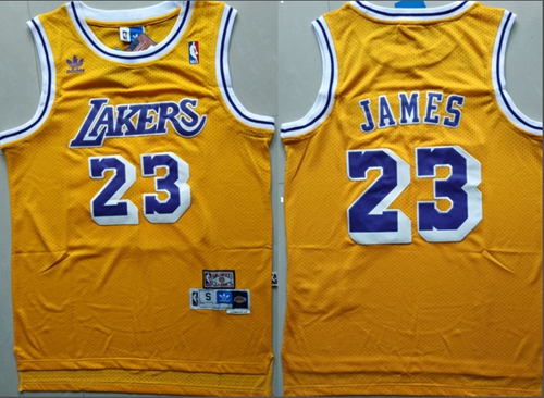 Lakers #23 LeBron James Gold Throwback Stitched NBA Jersey