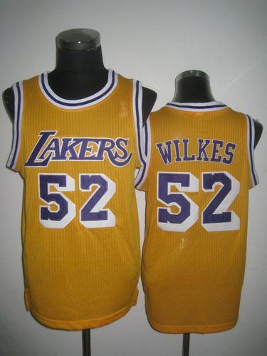 Lakers #52 Jamaal Wilkes Yellow Throwback Stitched NBA Jersey