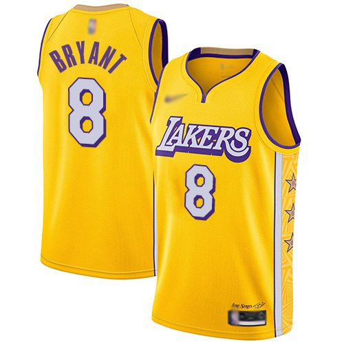 Lakers #8 Kobe Bryant Gold Basketball Swingman City Edition 2019/20 Jersey