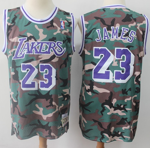 Swingman Lakers #23 LeBron James Camo Stitched Basketball Jersey