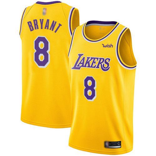 Lakers #8 Kobe Bryant Gold Basketball Swingman Icon Edition Jersey - Click Image to Close