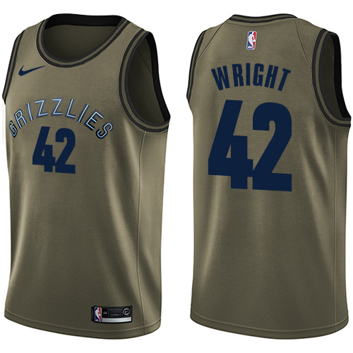 Nike Grizzlies #42 Lorenzen Wright Green Salute to Service NBA Swingman Jersey