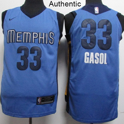 Nike Grizzlies #33 Marc Gasol Light Blue NBA Authentic Statement Edition Jersey