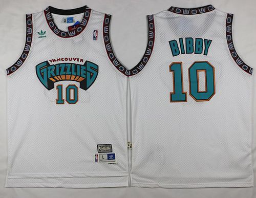 Grizzlies #10 Mike Bibby White Throwback Stitched NBA Jersey