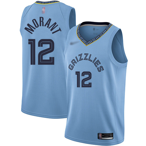 Grizzlies #12 Ja Morant Light Blue Basketball Swingman Statement Edition Jersey