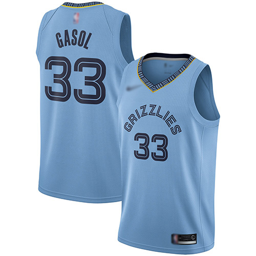 Grizzlies #33 Marc Gasol Light Blue Basketball Swingman Statement Edition Jersey