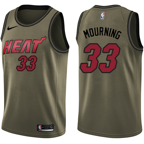 Nike Heat #33 Alonzo Mourning Green Salute to Service NBA Swingman Jersey