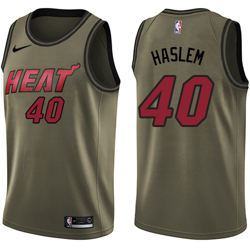 Nike Heat #40 Udonis Haslem Green Salute to Service NBA Swingman Jersey