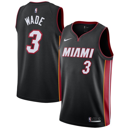 Nike Heat #3 Dwyane Wade Black NBA Swingman Icon Edition Jersey