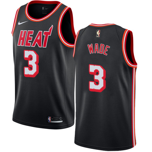 Nike Heat #3 Dwyane Wade Black NBA Swingman Hardwood Classics Jersey