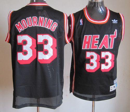 Heat #33 Alonzo Mourning Black Throwback Stitched NBA Jersey