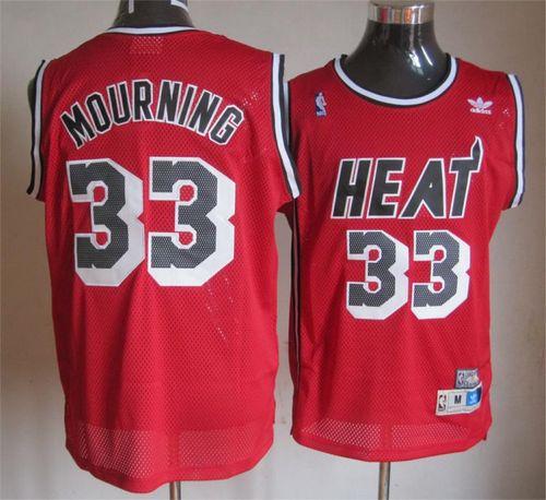 Heat #33 Alonzo Mourning Red Throwback Stitched NBA Jersey