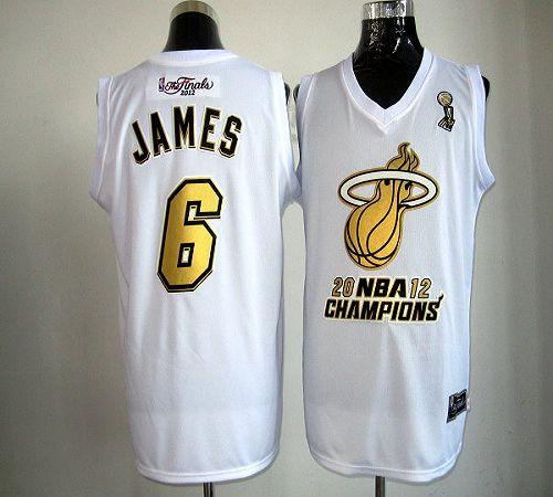 Heat #6 LeBron James White Majestic 2012 NBA Champions Stitched NBA Jersey - Click Image to Close