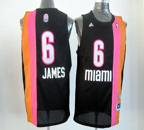 Heat #6 LeBron James Black ABA Hardwood Classic Stitched NBA Jersey