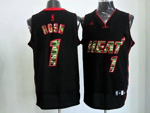 Heat #1 Chris Bosh Black Camo Fashion Stitched NBA Jersey - Click Image to Close