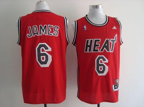 Heat #6 LeBron James Red Hardwood Classics Nights Stitched NBA Jersey