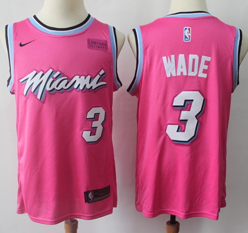 Heat #3 Dwyane Wade Pink Basketball Swingman Earned Edition Jersey