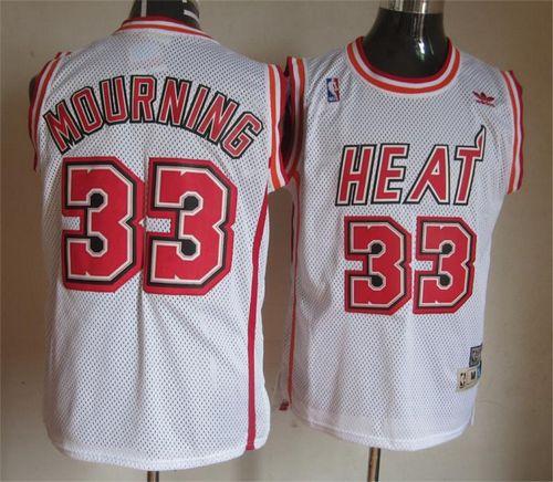 Heat #33 Alonzo Mourning White Throwback Stitched NBA Jersey