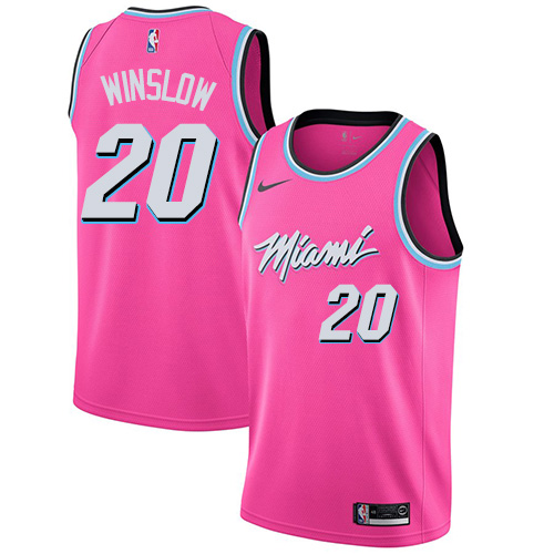 Heat #20 Justise Winslow Pink Basketball Swingman Earned Edition Jersey