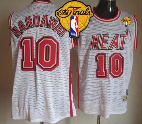 Heat #10 Tim Hardaway White Throwback Finals Patch Stitched NBA Jersey - Click Image to Close