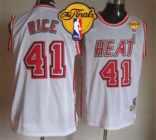 Heat #41 Glen Rice White Throwback Finals Patch Stitched NBA Jersey - Click Image to Close