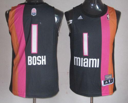 Heat #1 Chris Bosh Black ABA Hardwood Classic Stitched NBA Jersey