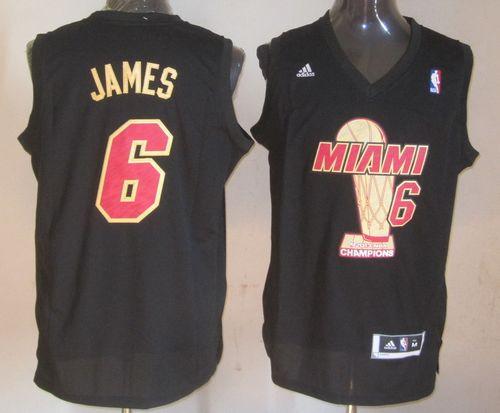 Heat #6 LeBron James Black 2013 NBA Finals Champions Stitched NBA Jersey