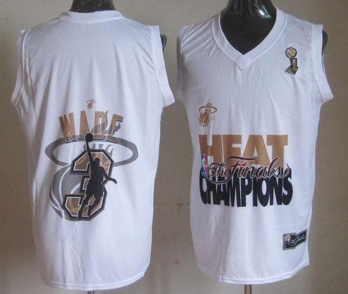 Heat #3 Dwyane Wade White 2013 NBA Finals Champions Stitched NBA Jersey - Click Image to Close