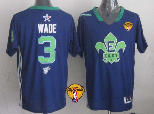 Heat #3 Dwyane Wade Navy Blue 2014 All-Star Finals Patch Stitched NBA Jersey