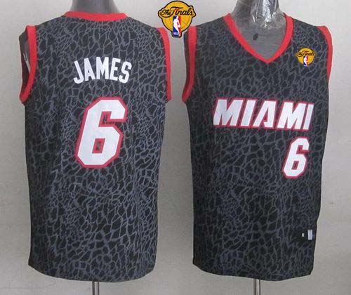 Heat #6 LeBron James Black Crazy Light Finals Patch Stitched NBA Jersey