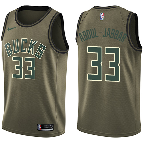 Nike Bucks #33 Kareem Abdul-Jabbar Green Salute to Service NBA Swingman Jersey