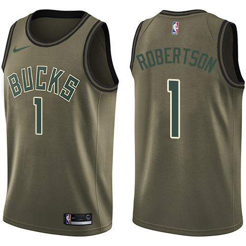 Nike Bucks #1 Oscar Robertson Green Salute to Service NBA Swingman Jersey