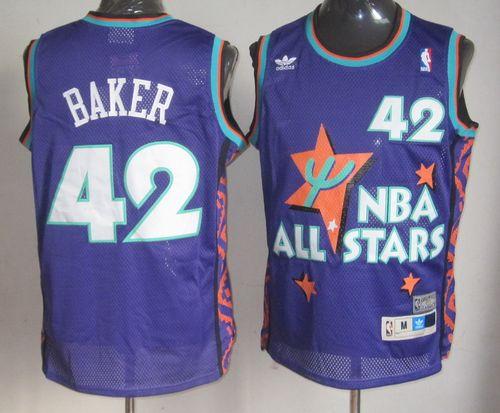 Bucks #42 Vin Baker Purple 1995 All-Star Throwback Stitched NBA Jersey