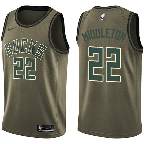 Nike Bucks #22 Khris Middleton Green Salute to Service NBA Swingman Jersey