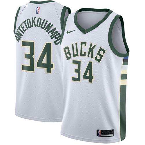 Nike Bucks #34 Giannis Antetokounmpo White NBA Swingman Association Edition Jersey