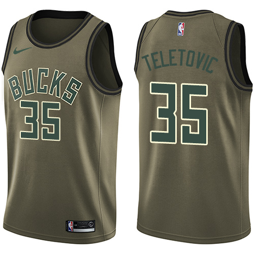 Nike Bucks #35 Mirza Teletovic Green Salute to Service NBA Swingman Jersey