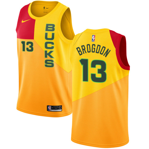 Nike Bucks #13 Malcolm Brogdon Yellow NBA Swingman City Edition 2018/19 Jersey