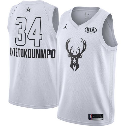 Nike Bucks #34 Giannis Antetokounmpo White NBA Jordan Swingman 2018 All-Star Game Jersey