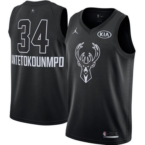 Nike Bucks #34 Giannis Antetokounmpo Black NBA Jordan Swingman 2018 All-Star Game Jersey