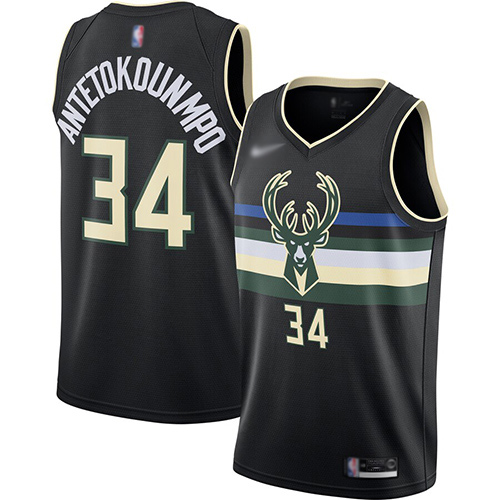 Bucks #34 Giannis Antetokounmpo Black Basketball Swingman Statement Edition 2019/2020 Jersey